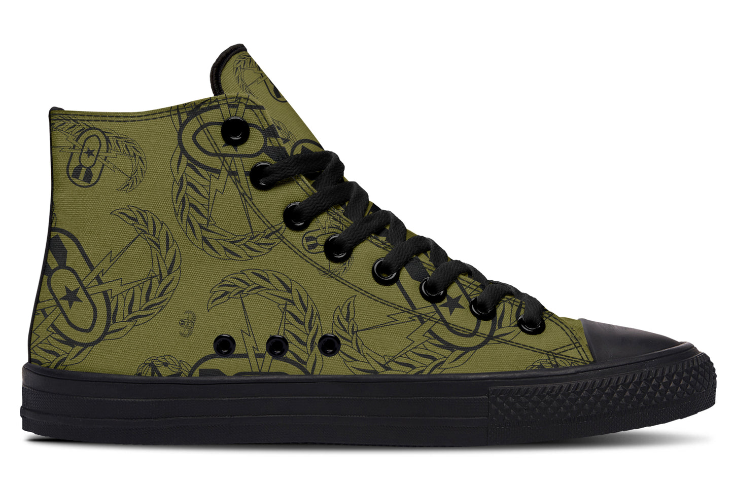 High Tops - "EOD Badges x 3" (Black on OD Green)