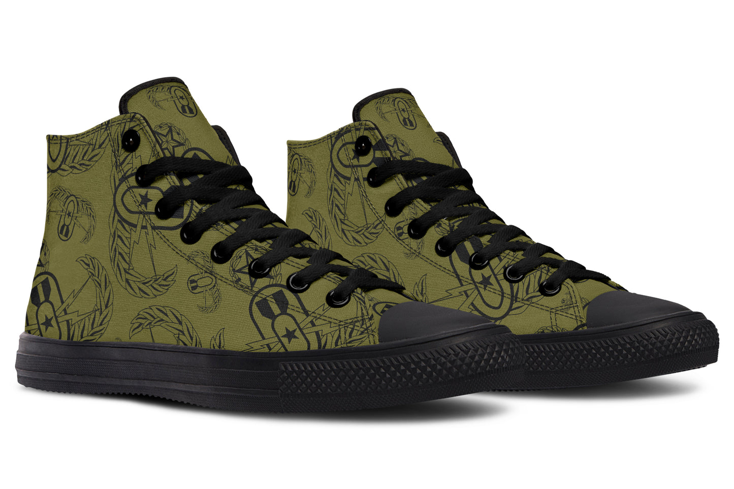 High Tops - "EOD Badges x 3" (Black on OD Green)