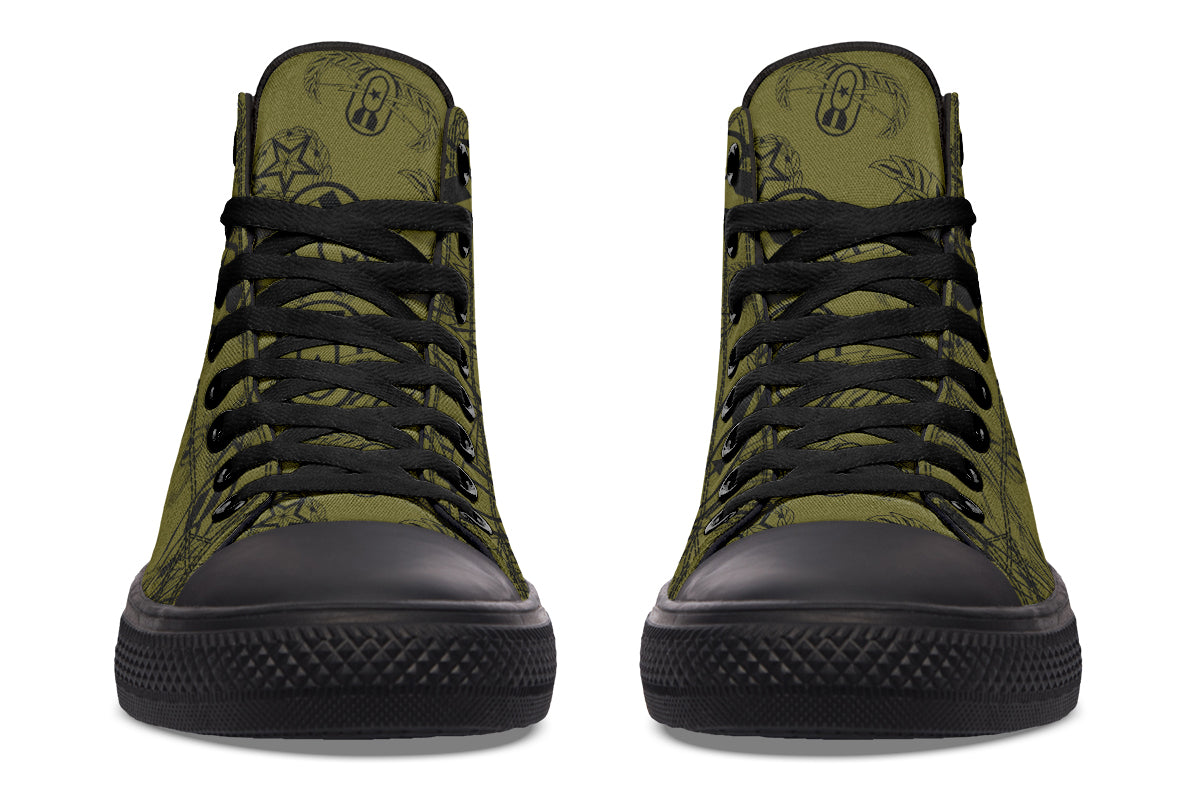 High Tops - "EOD Badges x 3" (Black on OD Green)