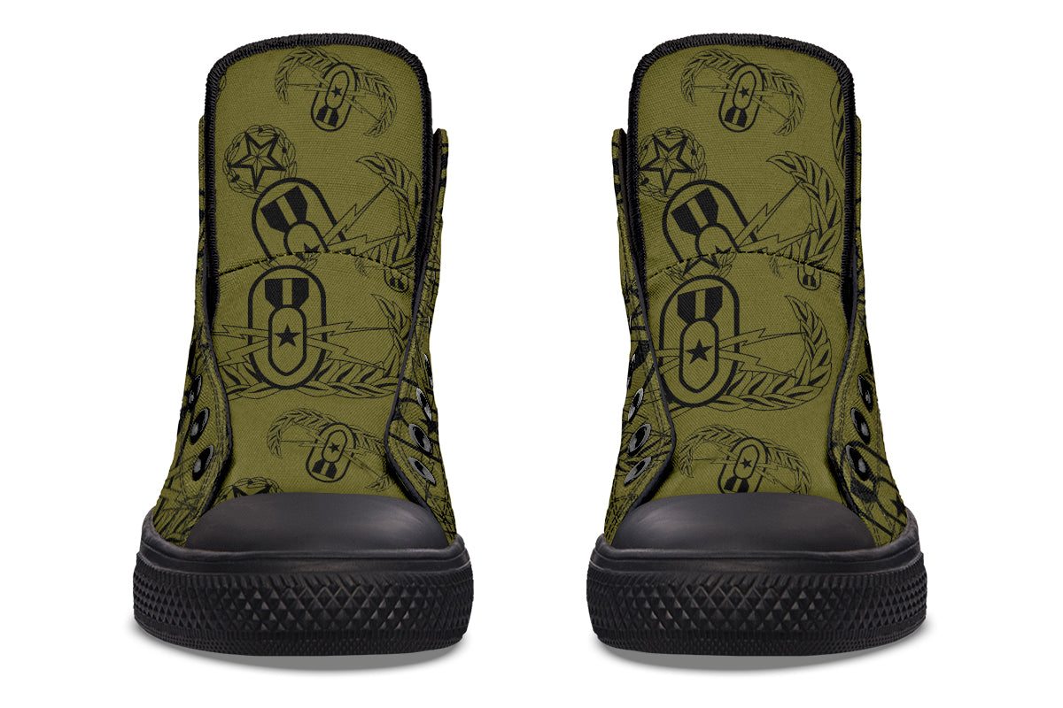 High Tops - "EOD Badges x 3" (Black on OD Green)