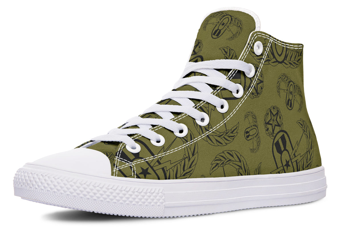 High Tops - "EOD Badges x 3" (Black on OD Green)