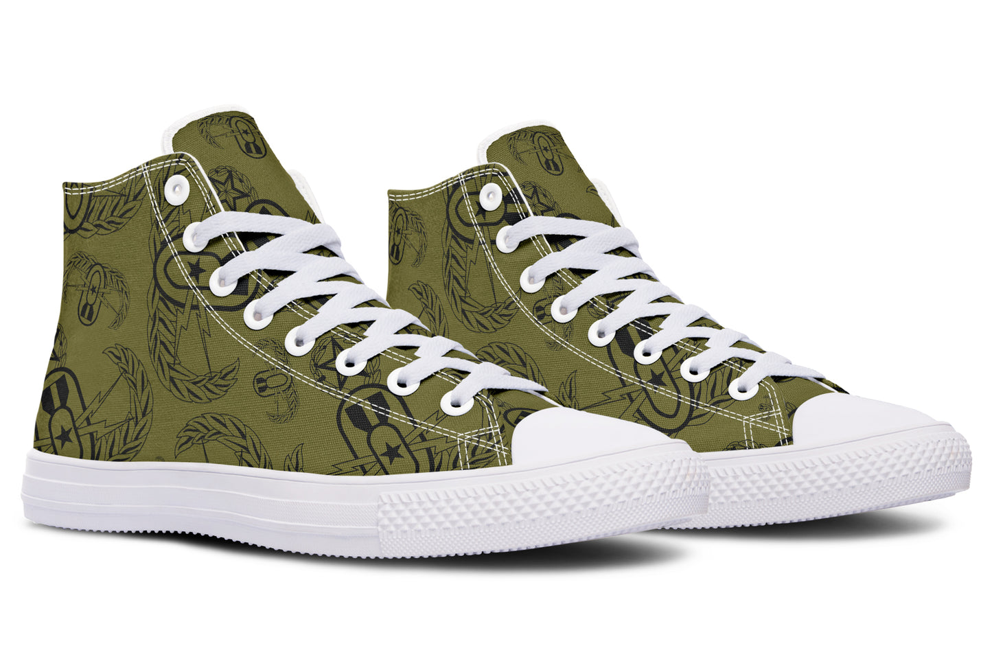 High Tops - "EOD Badges x 3" (Black on OD Green)
