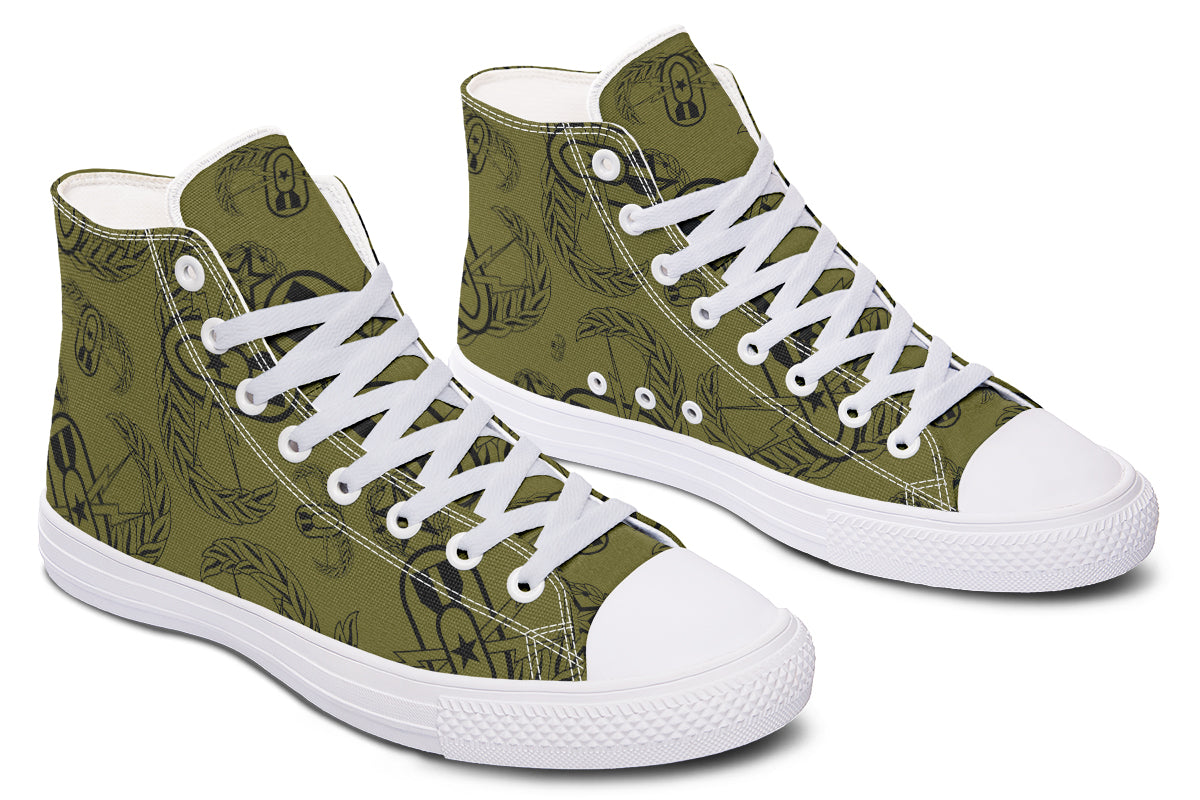 High Tops - "EOD Badges x 3" (Black on OD Green)