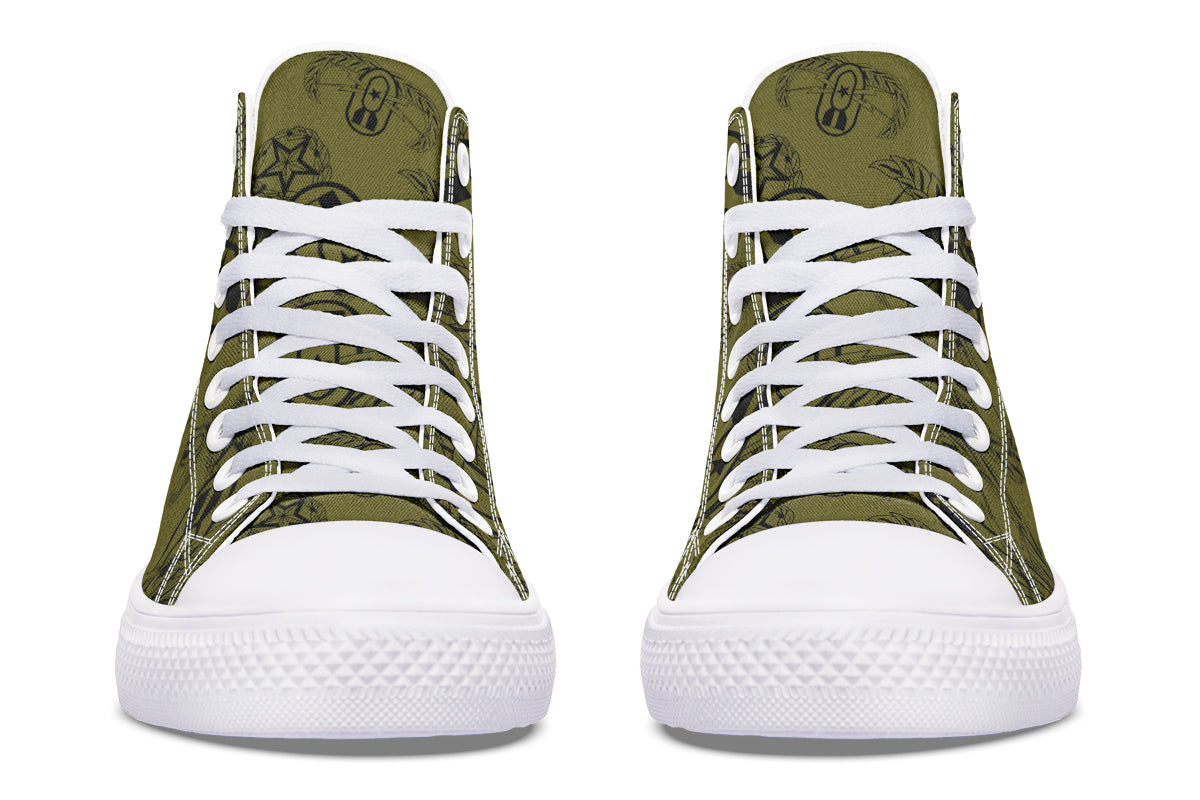 High Tops - "EOD Badges x 3" (Black on OD Green)