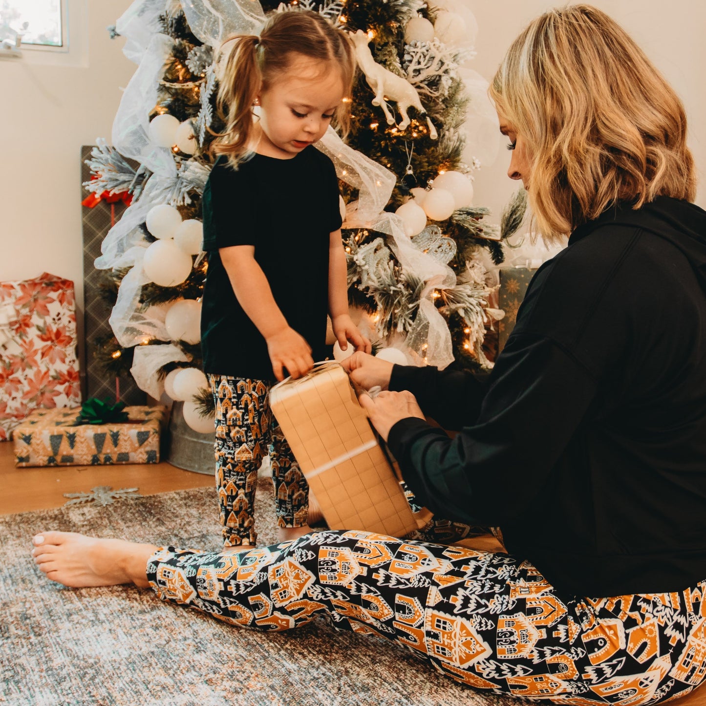 Gingerbread Village Youth Leggings with Pockets