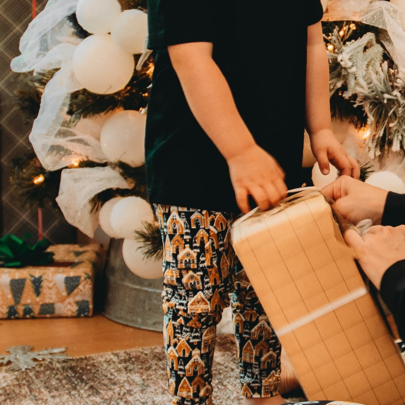 Gingerbread Village Youth Leggings with Pockets