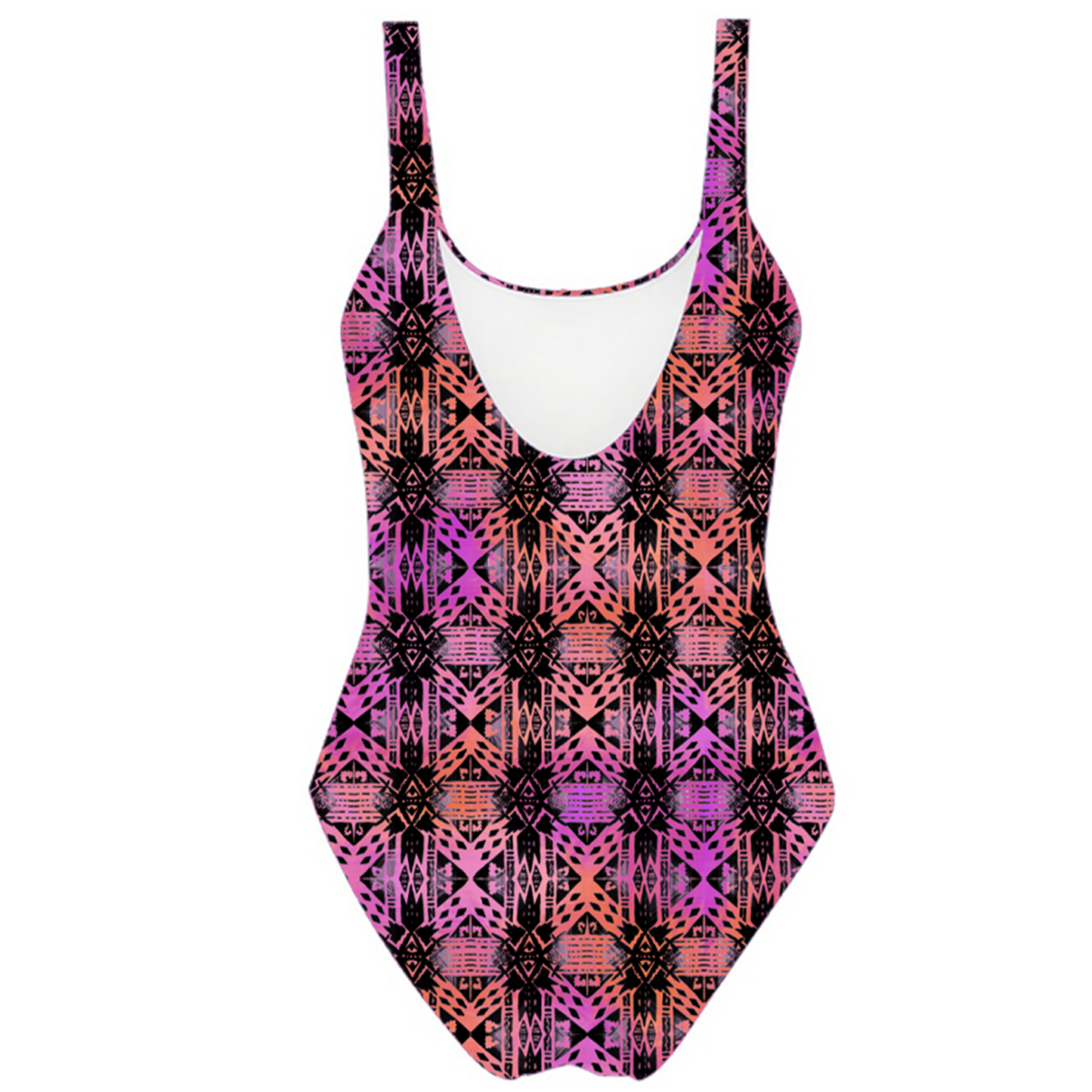 Misses One-Piece Swimsuit - "Aztec Ombre" (Orange/Pink/Black)