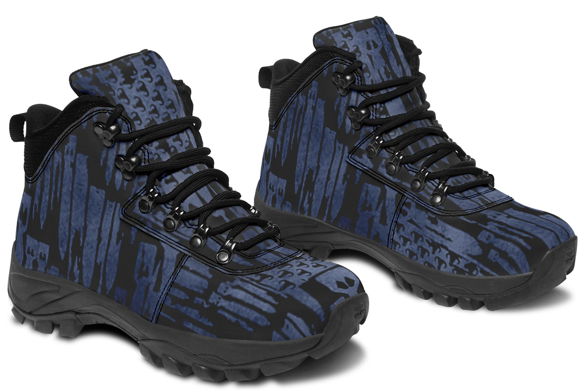Outdoor Boots - "EOD Bomb Flag" (Blue on Black)