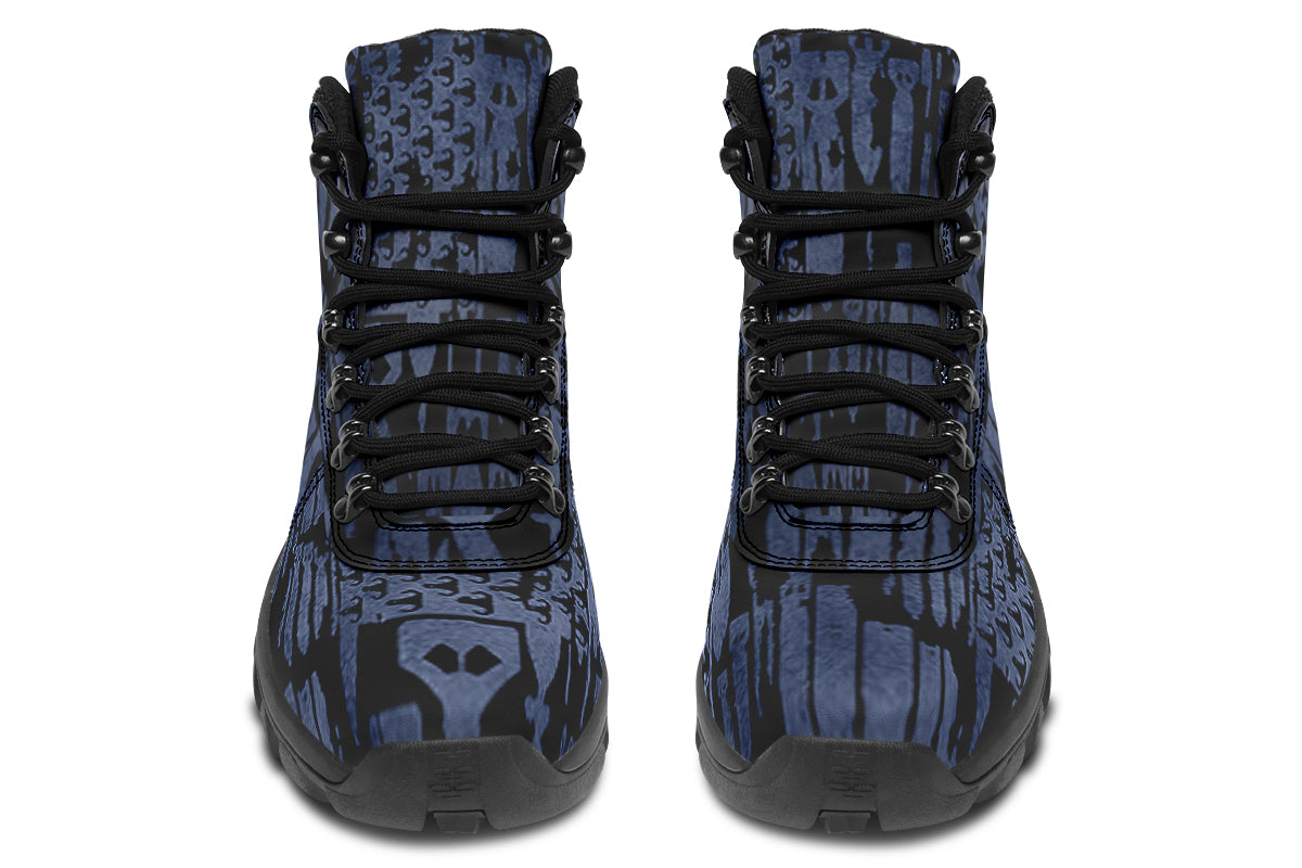 Outdoor Boots - "EOD Bomb Flag" (Blue on Black)