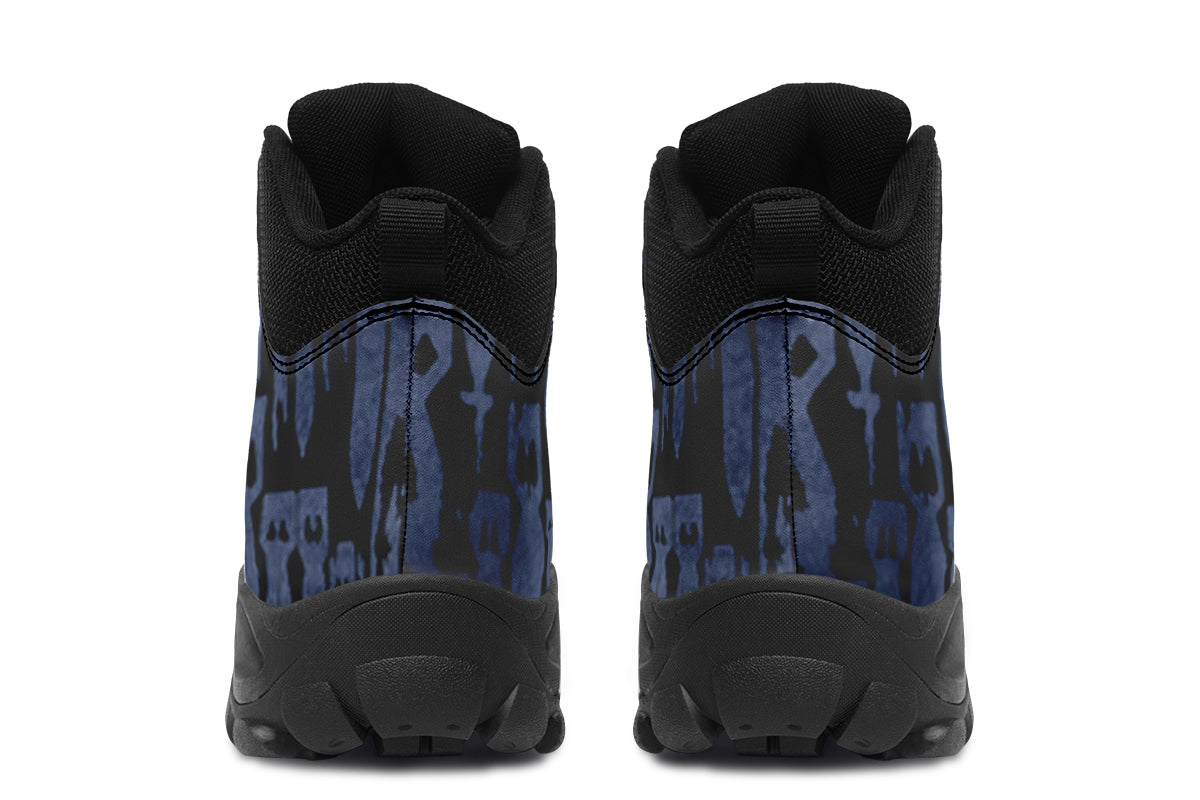 Outdoor Boots - "EOD Bomb Flag" (Blue on Black)