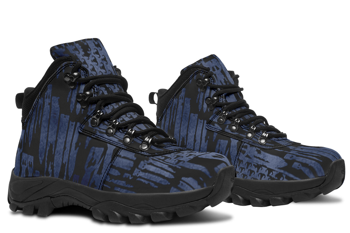 Outdoor Boots - "EOD Bomb Flag" (Blue on Black)