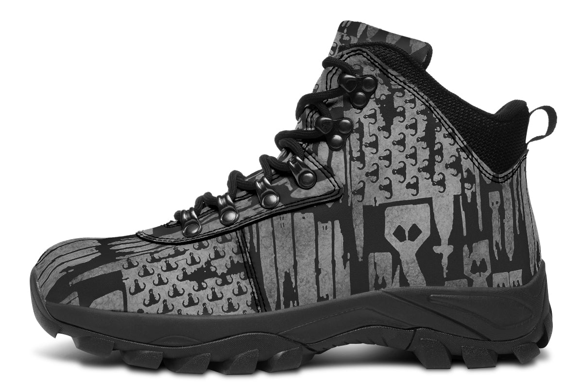 Outdoor Boots - "EOD Bomb Flag" (Grey on Black)