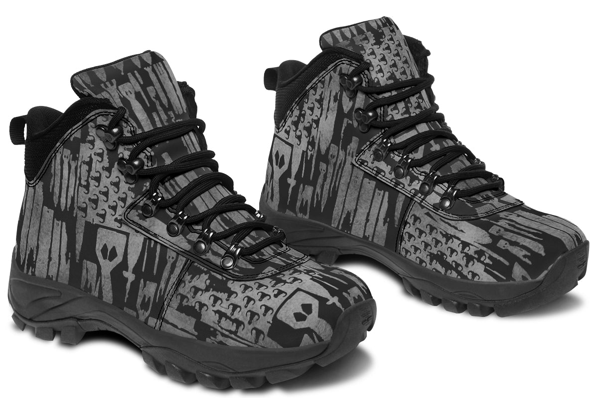 Outdoor Boots - "EOD Bomb Flag" (Grey on Black)