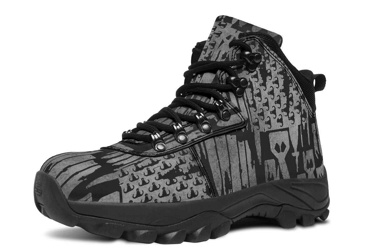 Outdoor Boots - "EOD Bomb Flag" (Grey on Black)