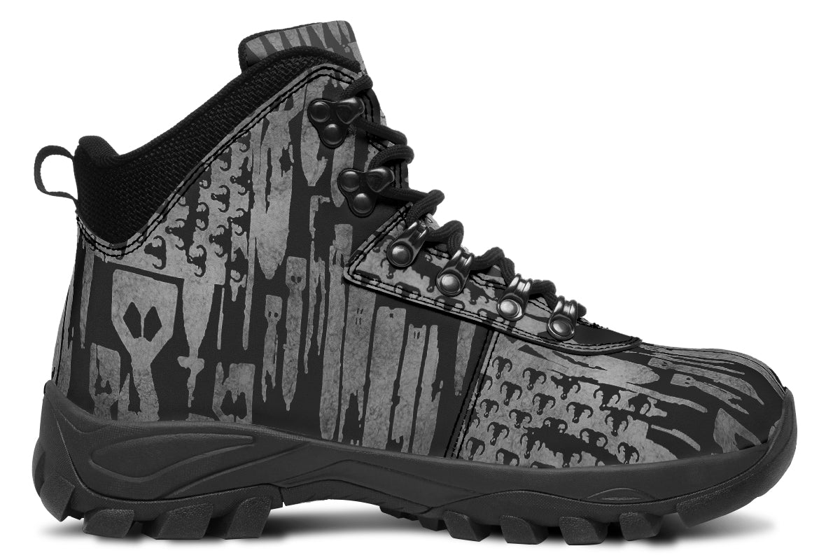 Outdoor Boots - "EOD Bomb Flag" (Grey on Black)