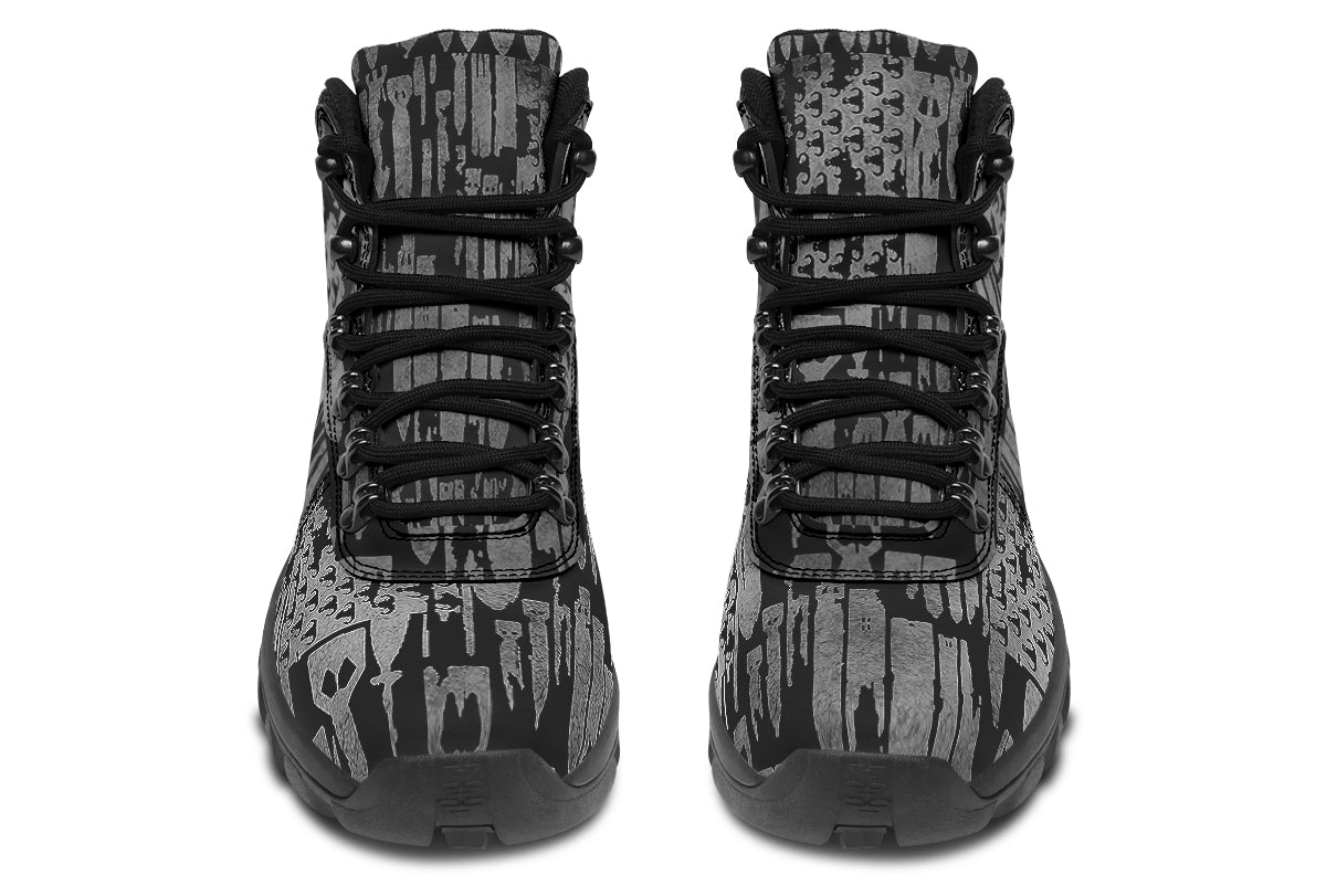 Outdoor Boots - "EOD Bomb Flag" (Grey on Black)