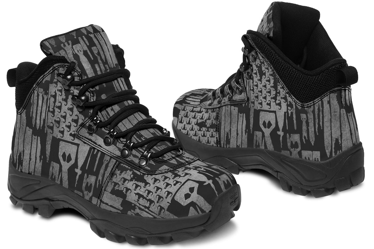 Outdoor Boots - "EOD Bomb Flag" (Grey on Black)