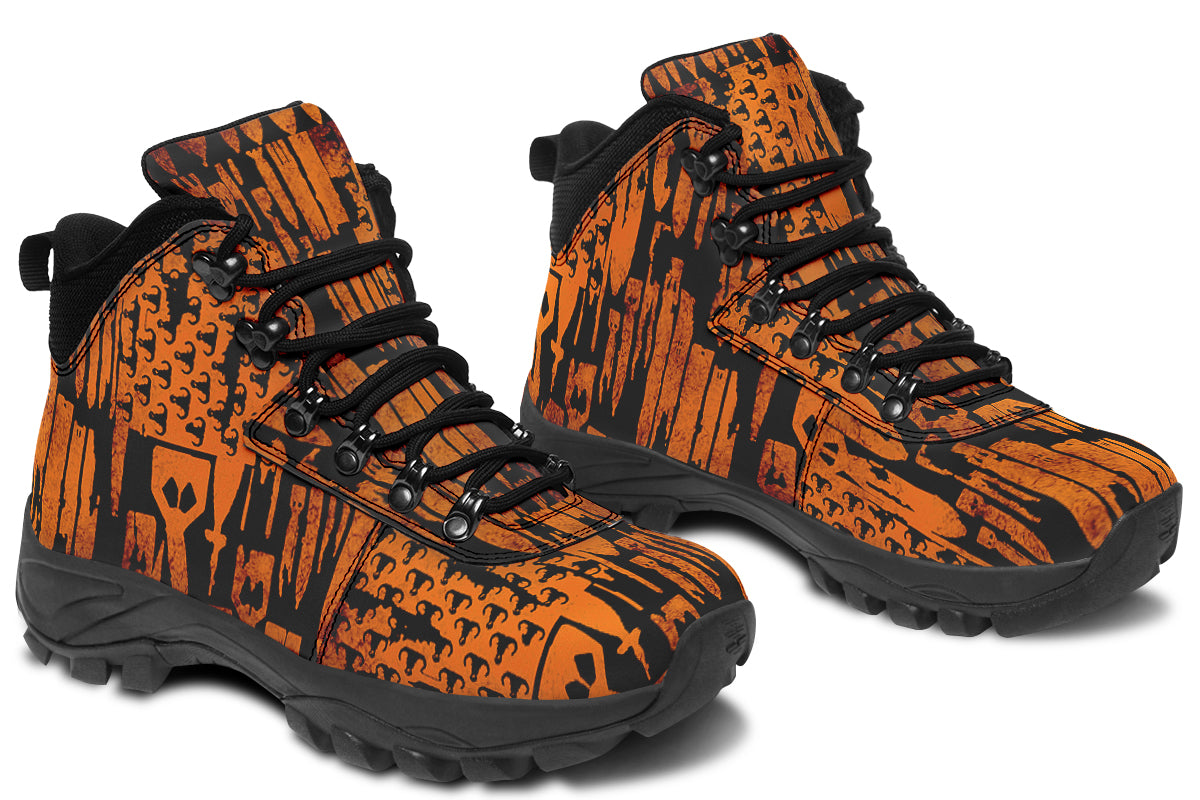 Outdoor Boots - "EOD Bomb Flag" (Orange on Black)