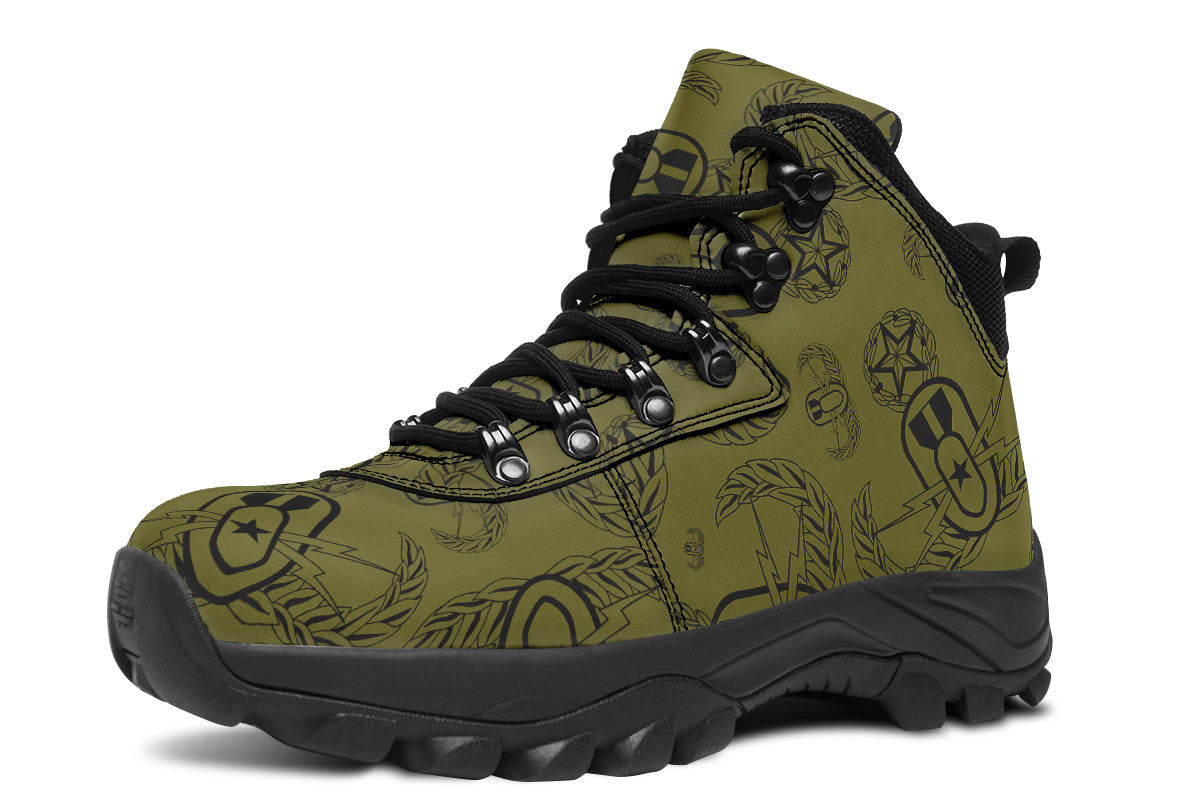 Outdoor Boots - "EOD Badges x 3" (Black on OD Green)