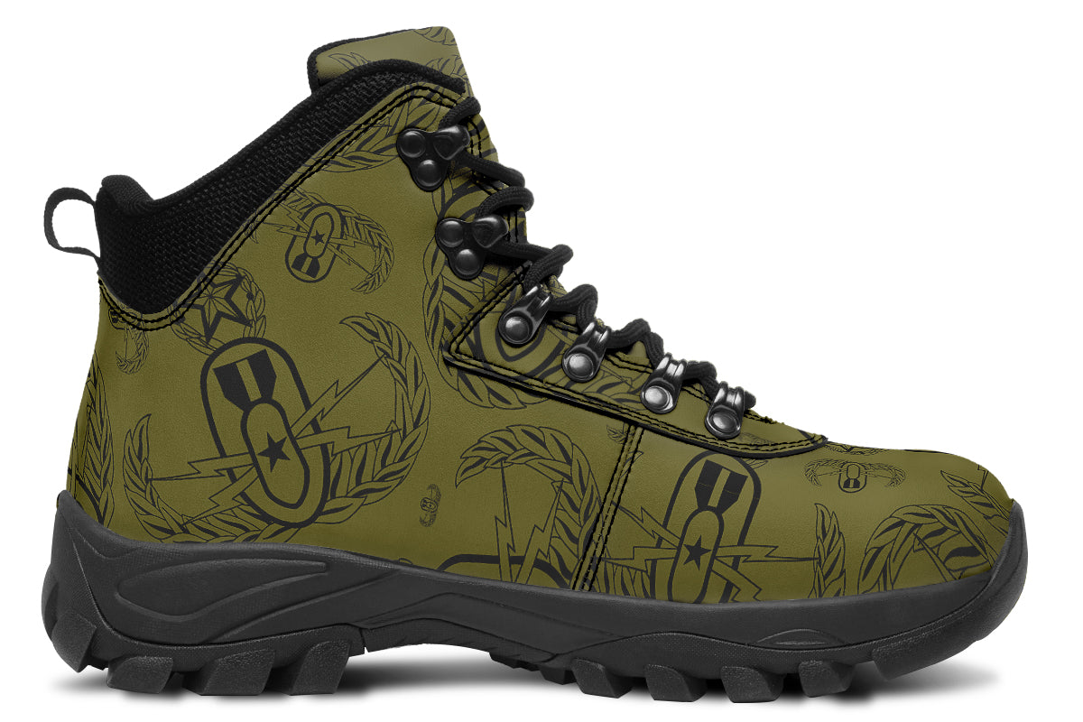 Outdoor Boots - "EOD Badges x 3" (Black on OD Green)