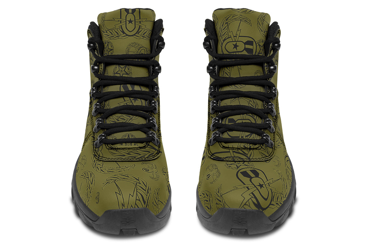 Outdoor Boots - "EOD Badges x 3" (Black on OD Green)