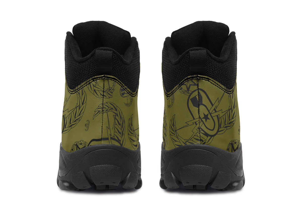 Outdoor Boots - "EOD Badges x 3" (Black on OD Green)