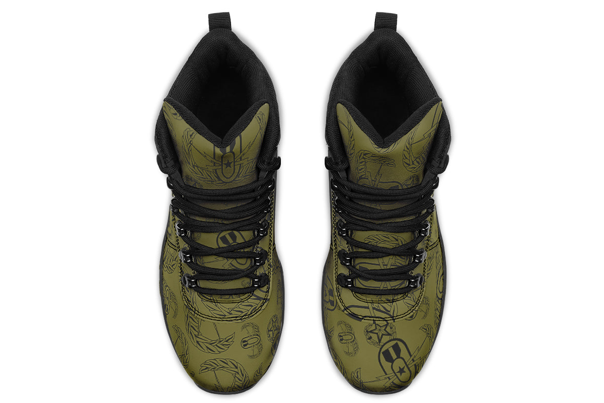 Outdoor Boots - "EOD Badges x 3" (Black on OD Green)