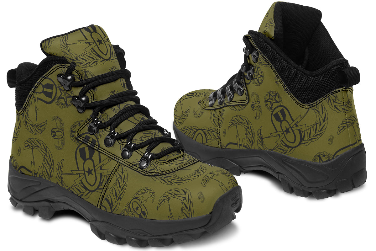 Outdoor Boots - "EOD Badges x 3" (Black on OD Green)