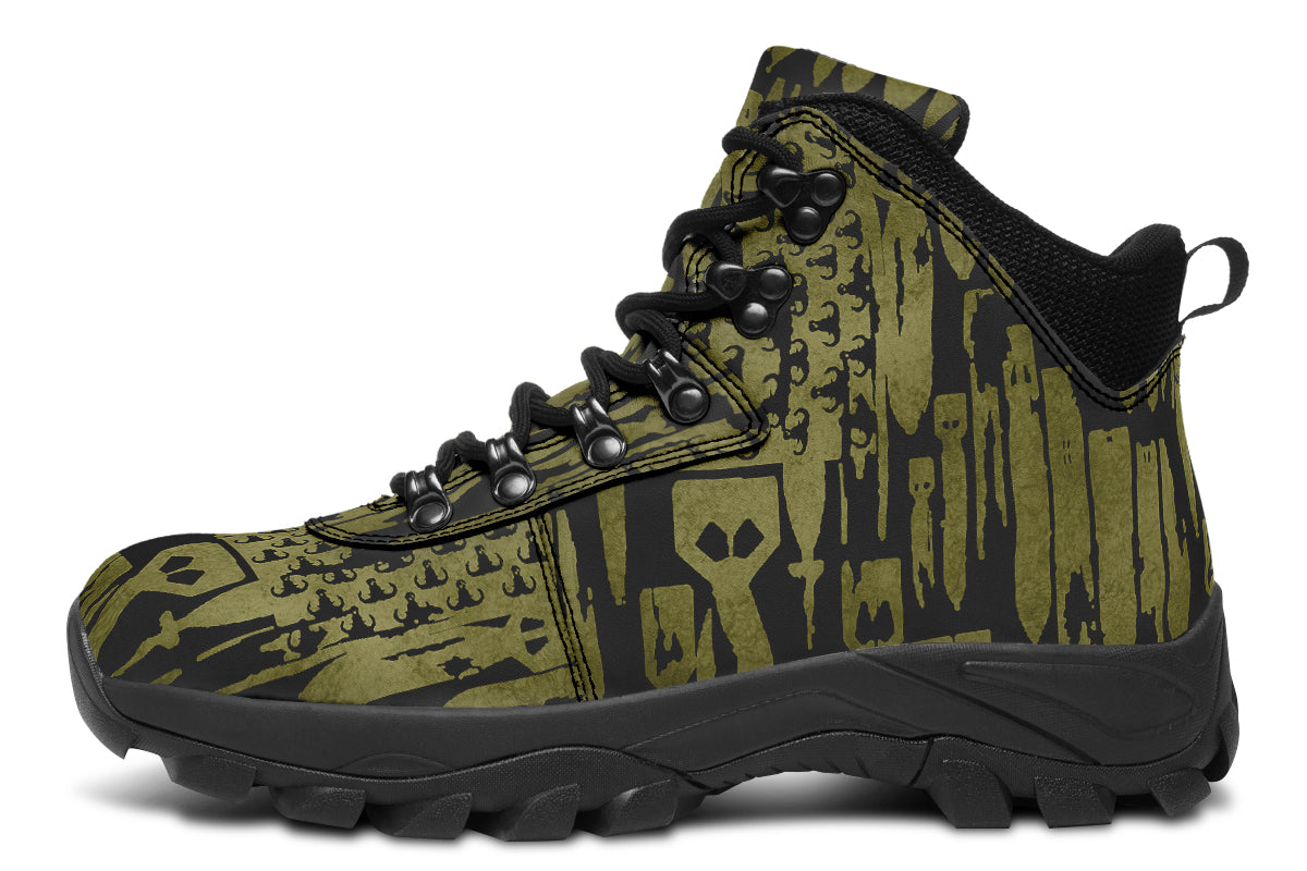 Outdoor Boots - "EOD Bomb Flag" (OD Green on Black)