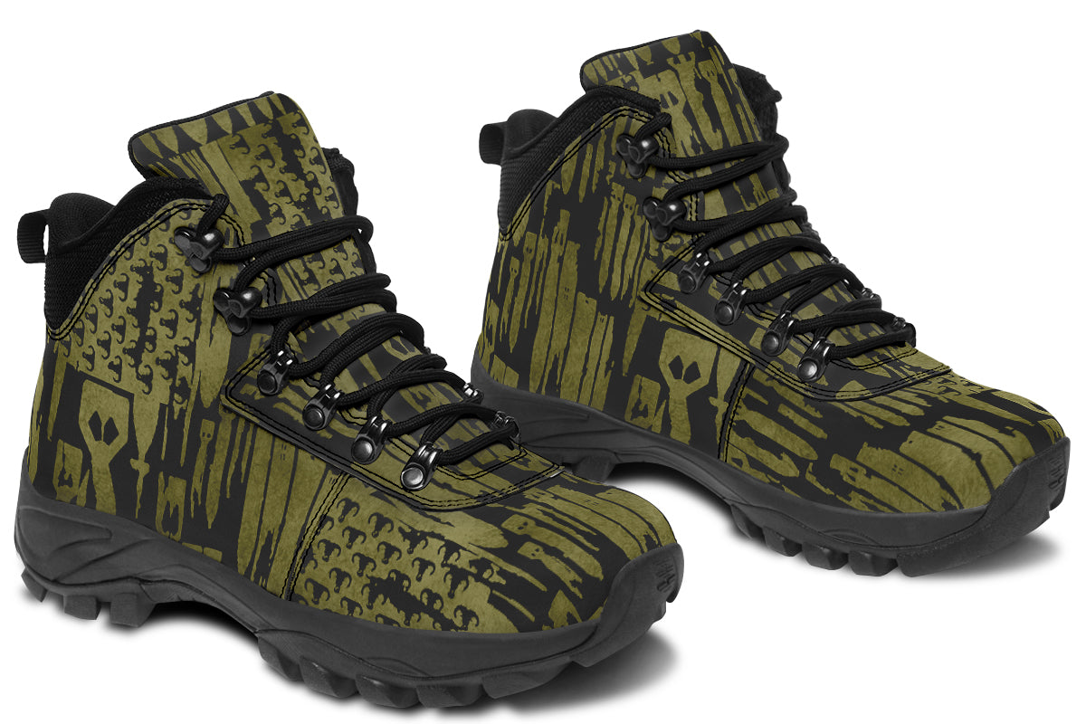 Outdoor Boots - "EOD Bomb Flag" (OD Green on Black)