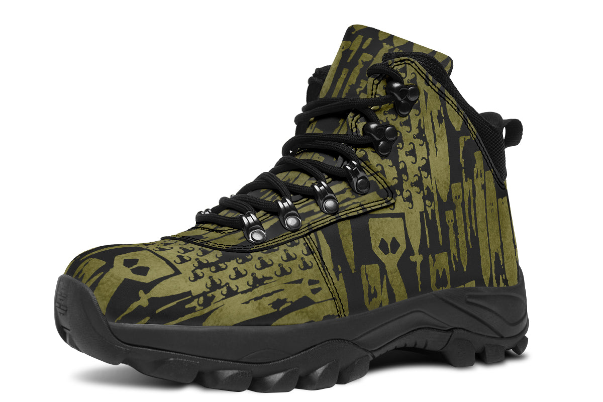 Outdoor Boots - "EOD Bomb Flag" (OD Green on Black)