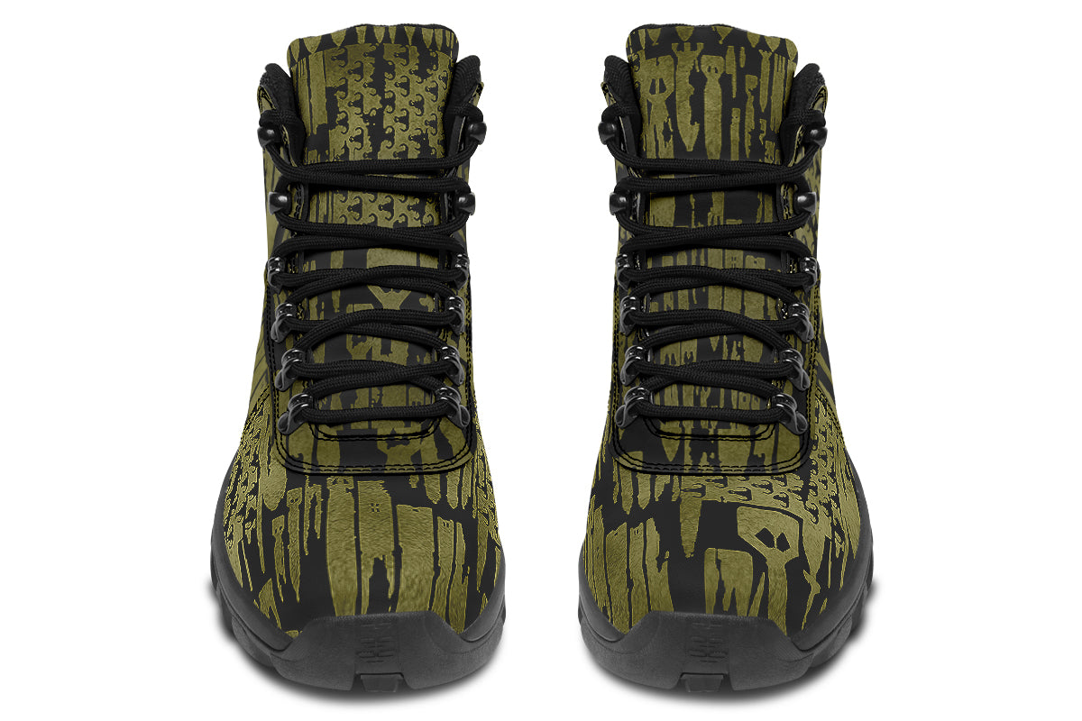 Outdoor Boots - "EOD Bomb Flag" (OD Green on Black)