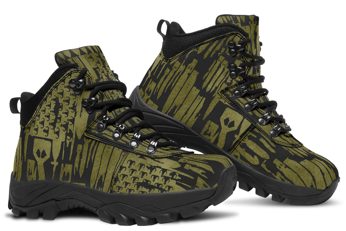 Outdoor Boots - "EOD Bomb Flag" (OD Green on Black)