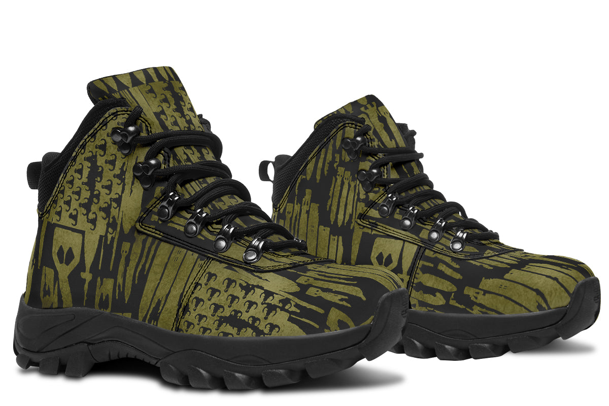 Outdoor Boots - "EOD Bomb Flag" (OD Green on Black)