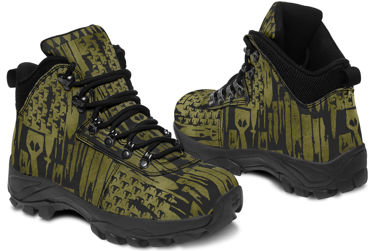 Outdoor Boots - "EOD Bomb Flag" (OD Green on Black)