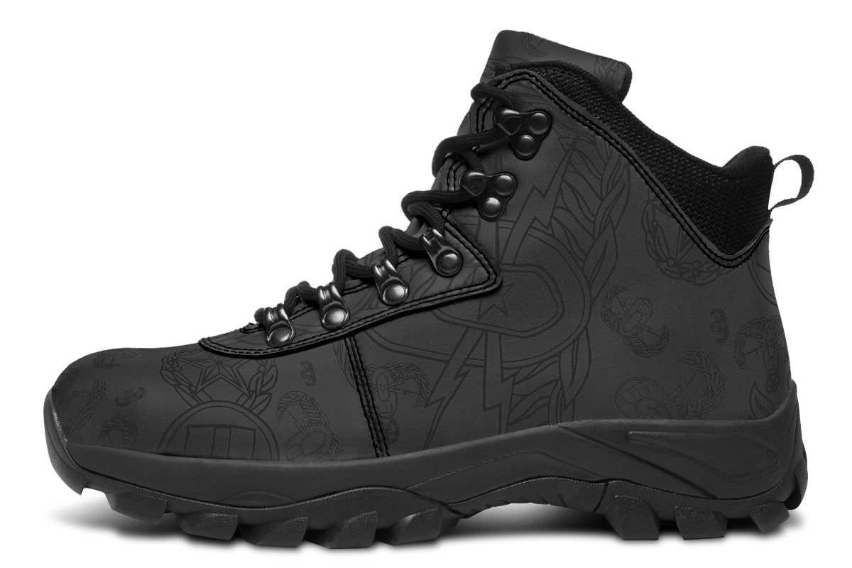 Outdoor Boots - "EOD Mixed Badges" (Black on Grey)
