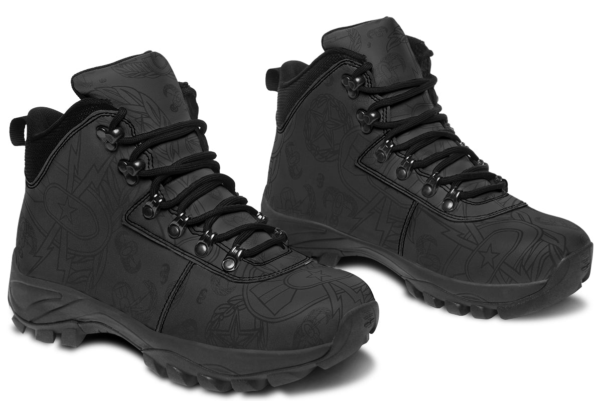 Outdoor Boots - "EOD Mixed Badges" (Black on Grey)