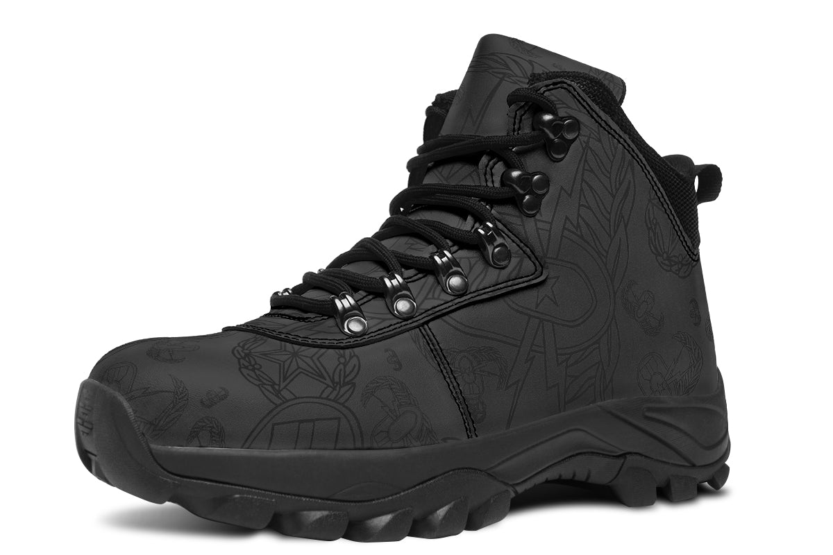 Outdoor Boots - "EOD Mixed Badges" (Black on Grey)