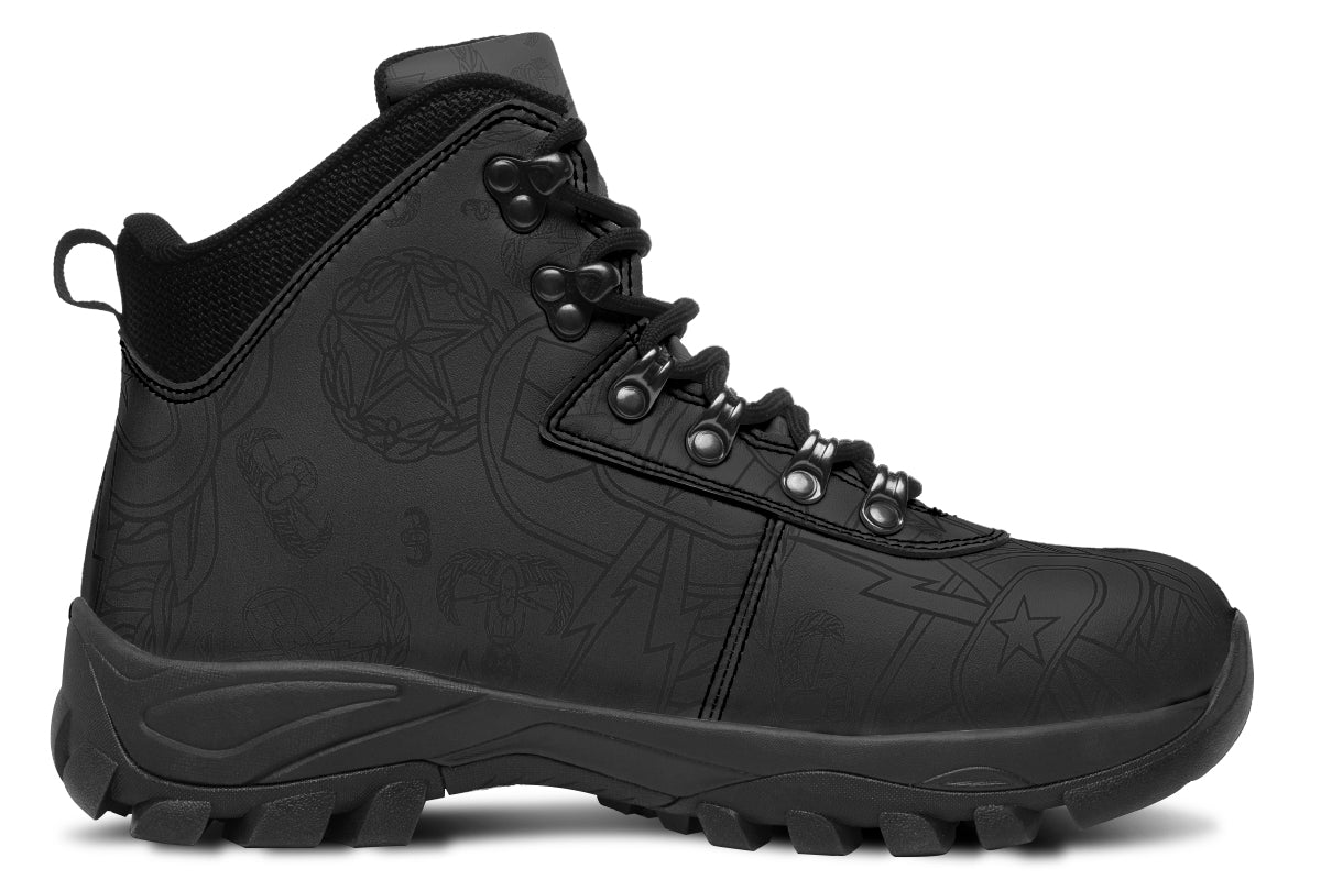 Outdoor Boots - "EOD Mixed Badges" (Black on Grey)