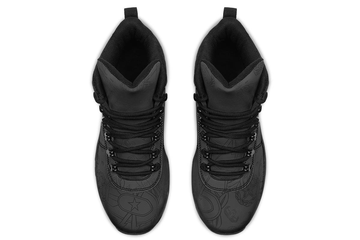 Outdoor Boots - "EOD Mixed Badges" (Black on Grey)