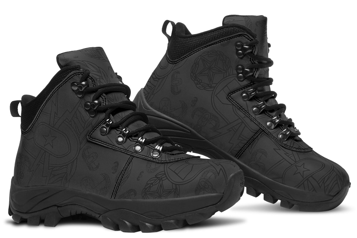 Outdoor Boots - "EOD Mixed Badges" (Black on Grey)