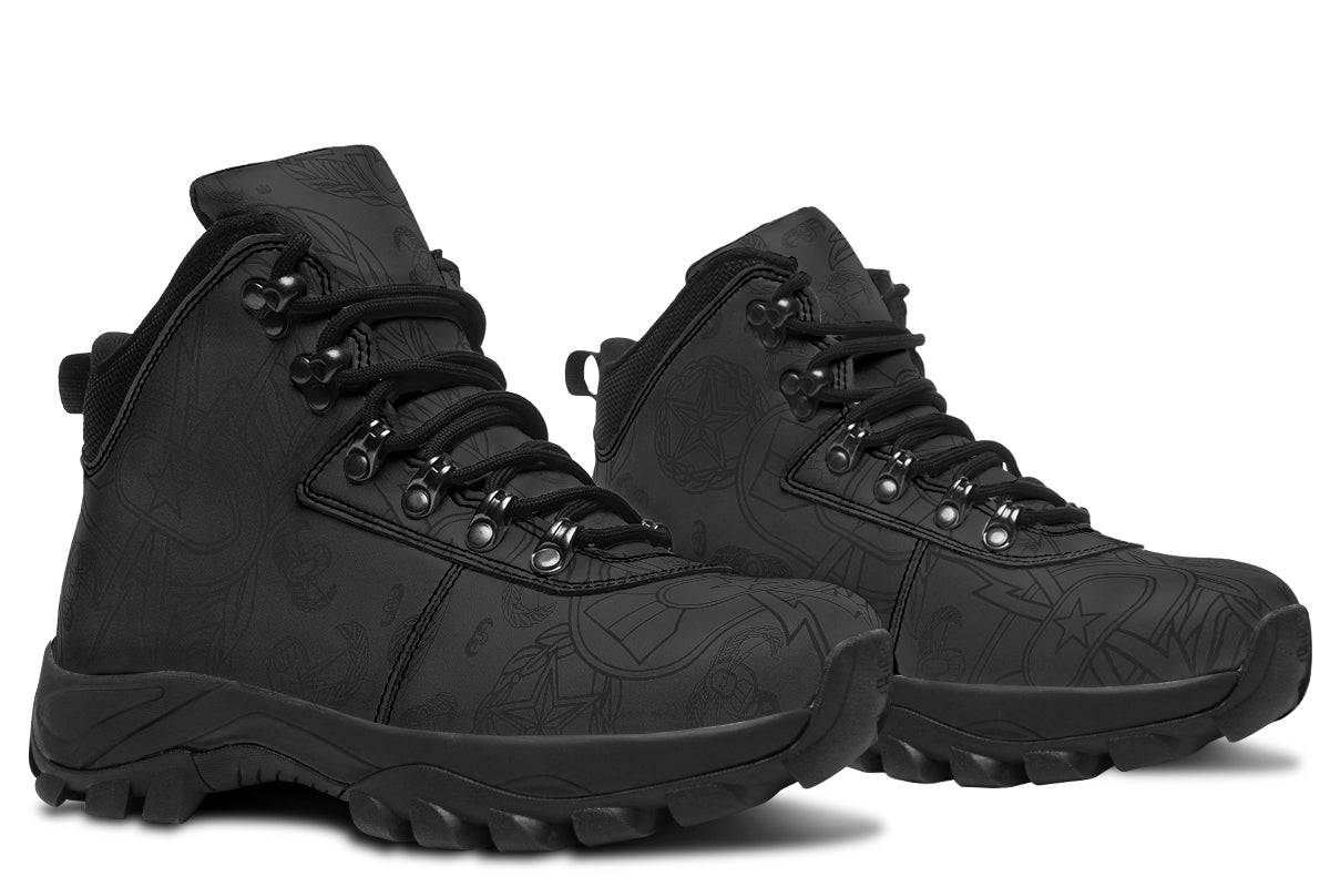 Outdoor Boots - "EOD Mixed Badges" (Black on Grey)