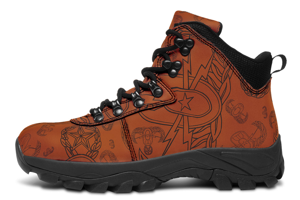 Outdoor Boots - "EOD Mixed Badges" (Black on Orange)