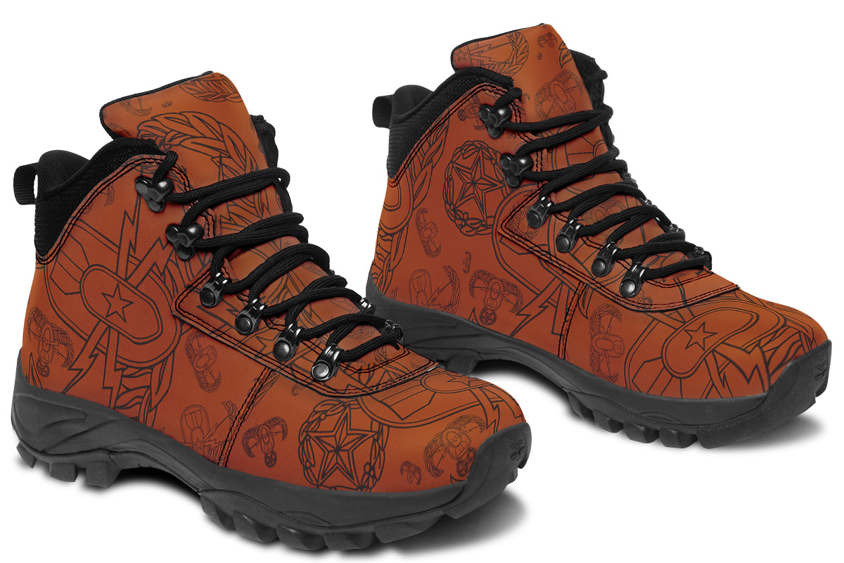 Outdoor Boots - "EOD Mixed Badges" (Black on Orange)