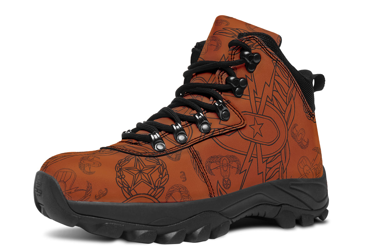 Outdoor Boots - "EOD Mixed Badges" (Black on Orange)