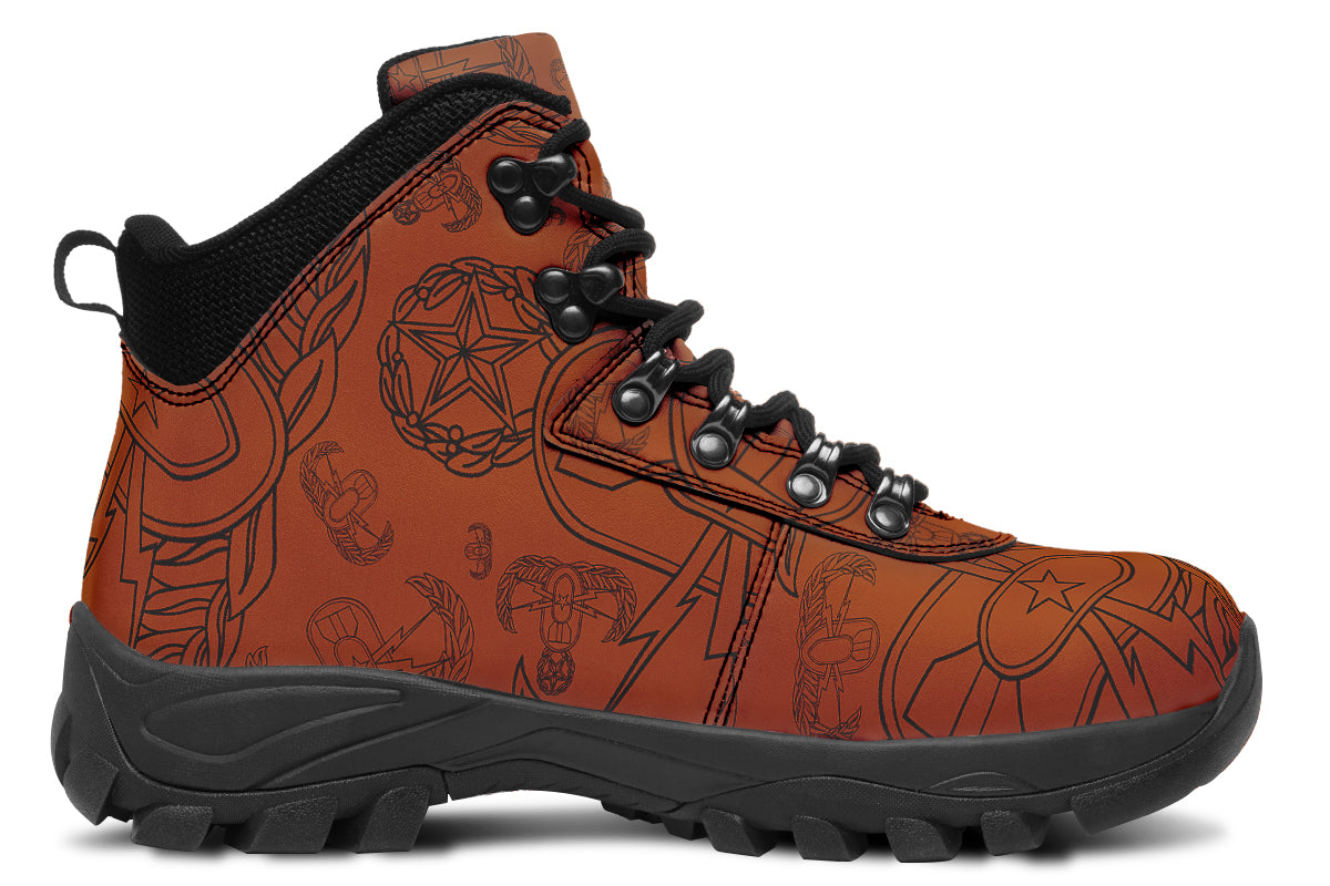 Outdoor Boots - "EOD Mixed Badges" (Black on Orange)