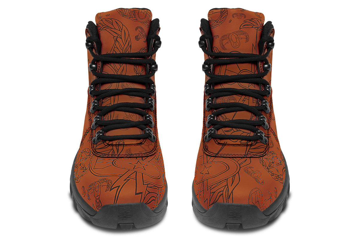 Outdoor Boots - "EOD Mixed Badges" (Black on Orange)