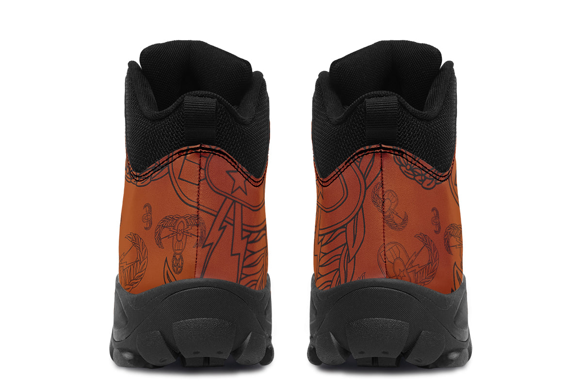 Outdoor Boots - "EOD Mixed Badges" (Black on Orange)