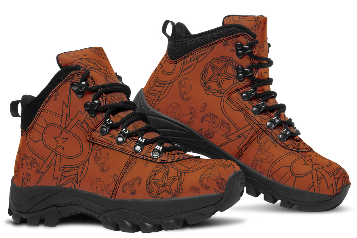 Outdoor Boots - "EOD Mixed Badges" (Black on Orange)