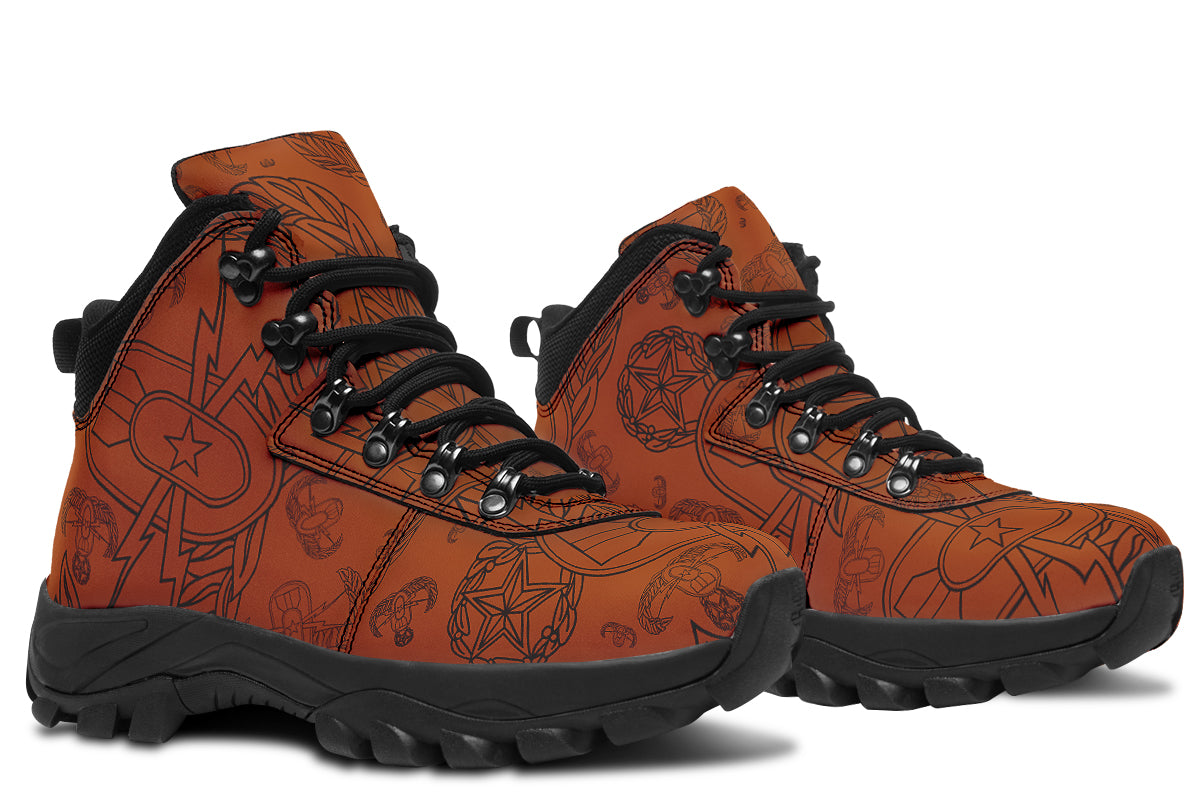 Outdoor Boots - "EOD Mixed Badges" (Black on Orange)